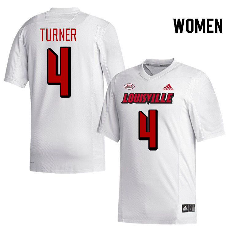 Women #4 Maurice Turner Louisville Cardinals College Football Jerseys Stitched-White